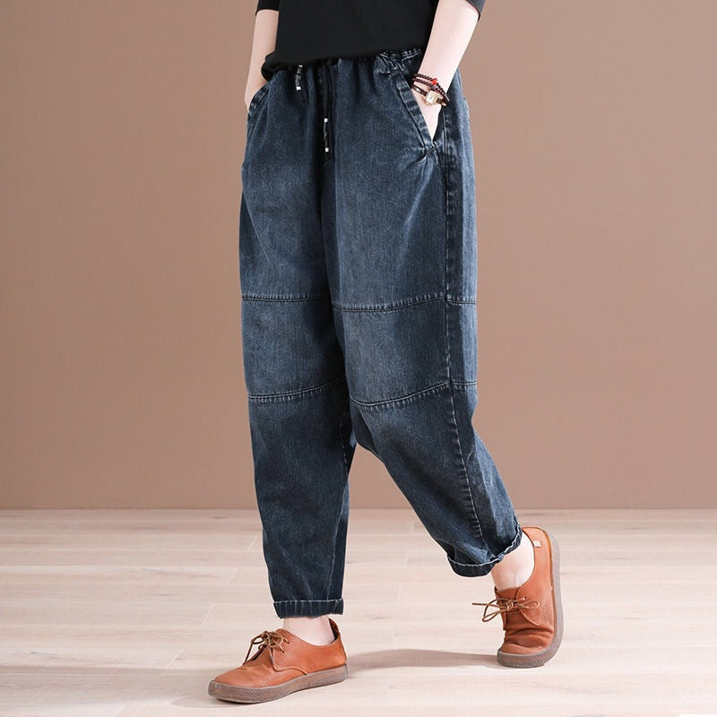 Retro Oversized Fat Hiding Artistic Distressed Loose Slimming Jeans