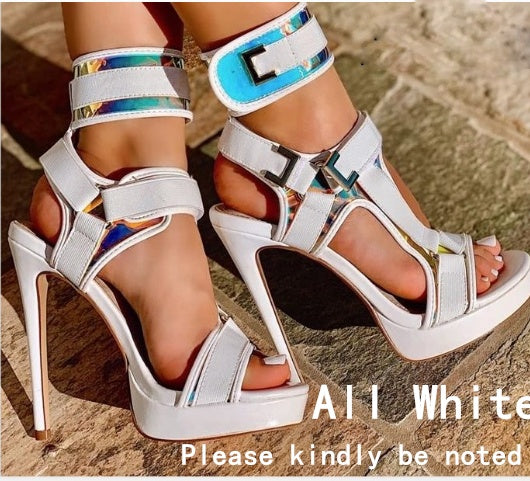 Buckle Super High Heels Waterproof Platform Fish Mouth Stiletto Heel Women Sandals