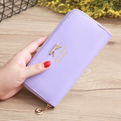 Women's Solid Color Bow Two-layer Wallet