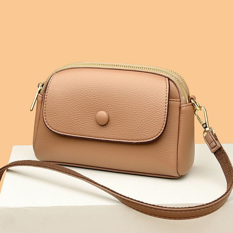 Lightweight Soft Leather One-shoulder Crossbody Bag