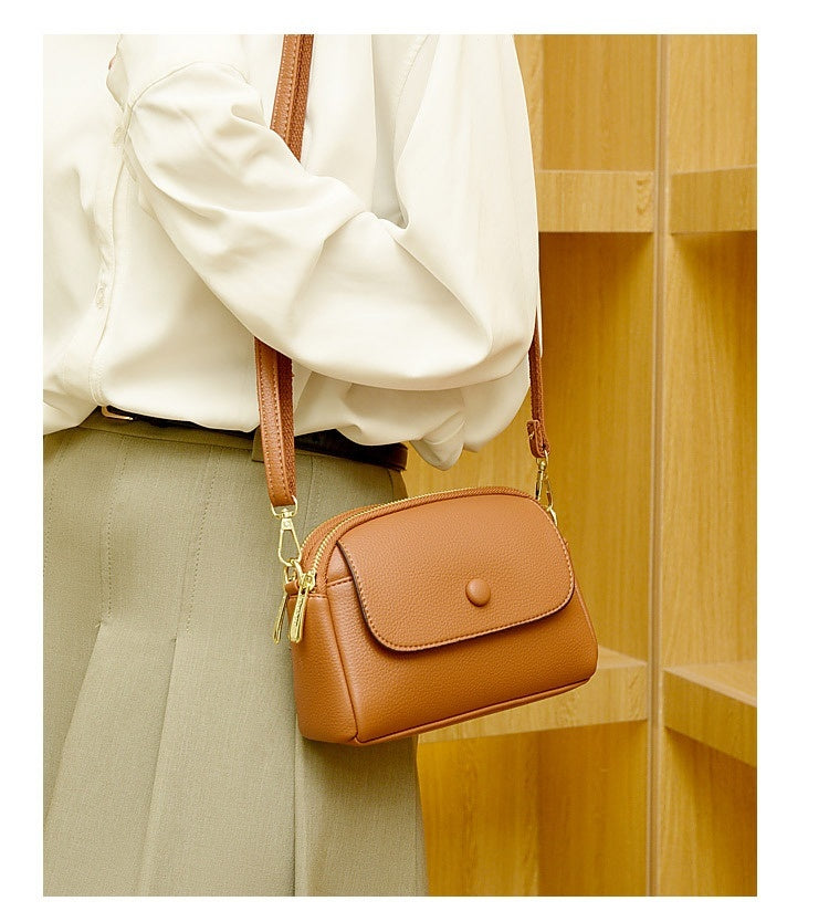 Lightweight Soft Leather One-shoulder Crossbody Bag